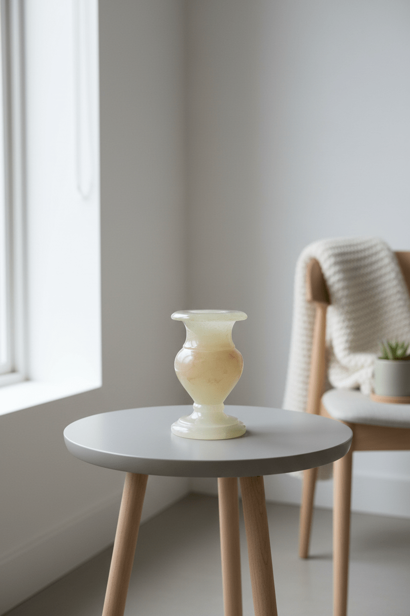 Alabaster Mini Candlestick in Medici Vase Form - Bon Ton goods