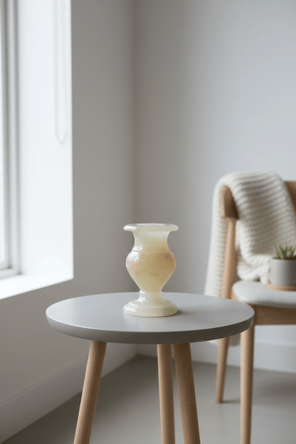 Alabaster Mini Candlestick in Medici Vase Form - Bon Ton goods