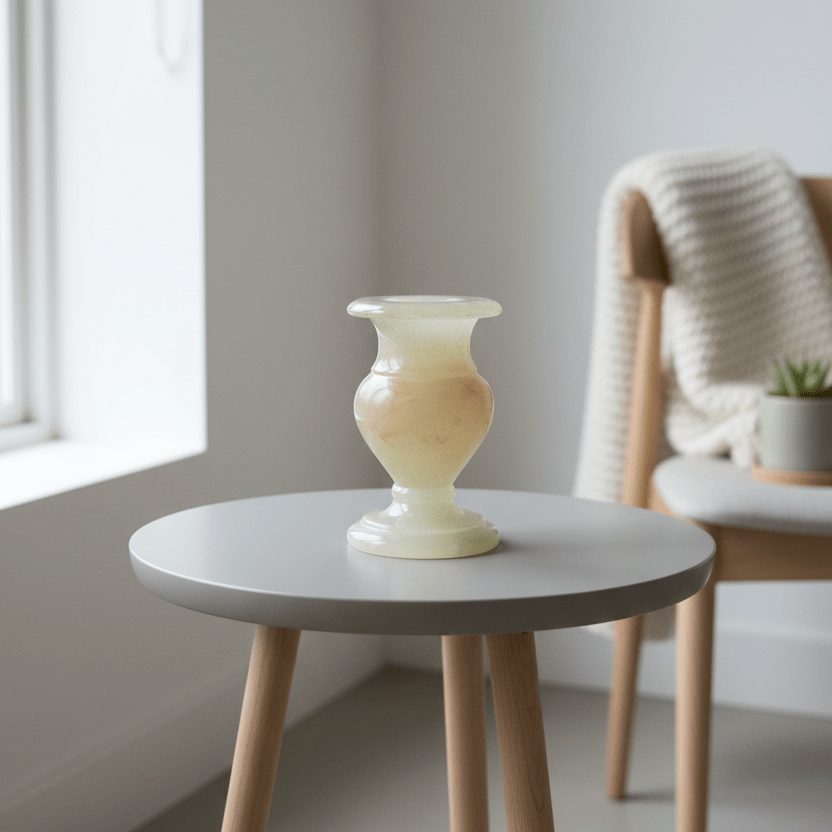 Alabaster Mini Candlestick in Medici Vase Form - Bon Ton goods