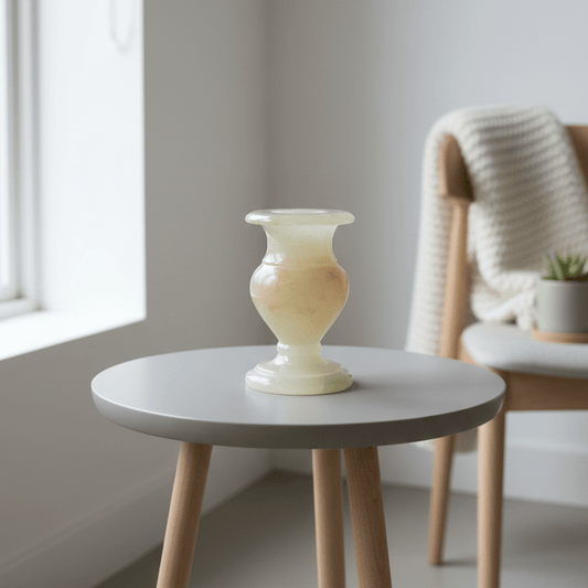 Alabaster Mini Candlestick in Medici Vase Form - Bon Ton goods