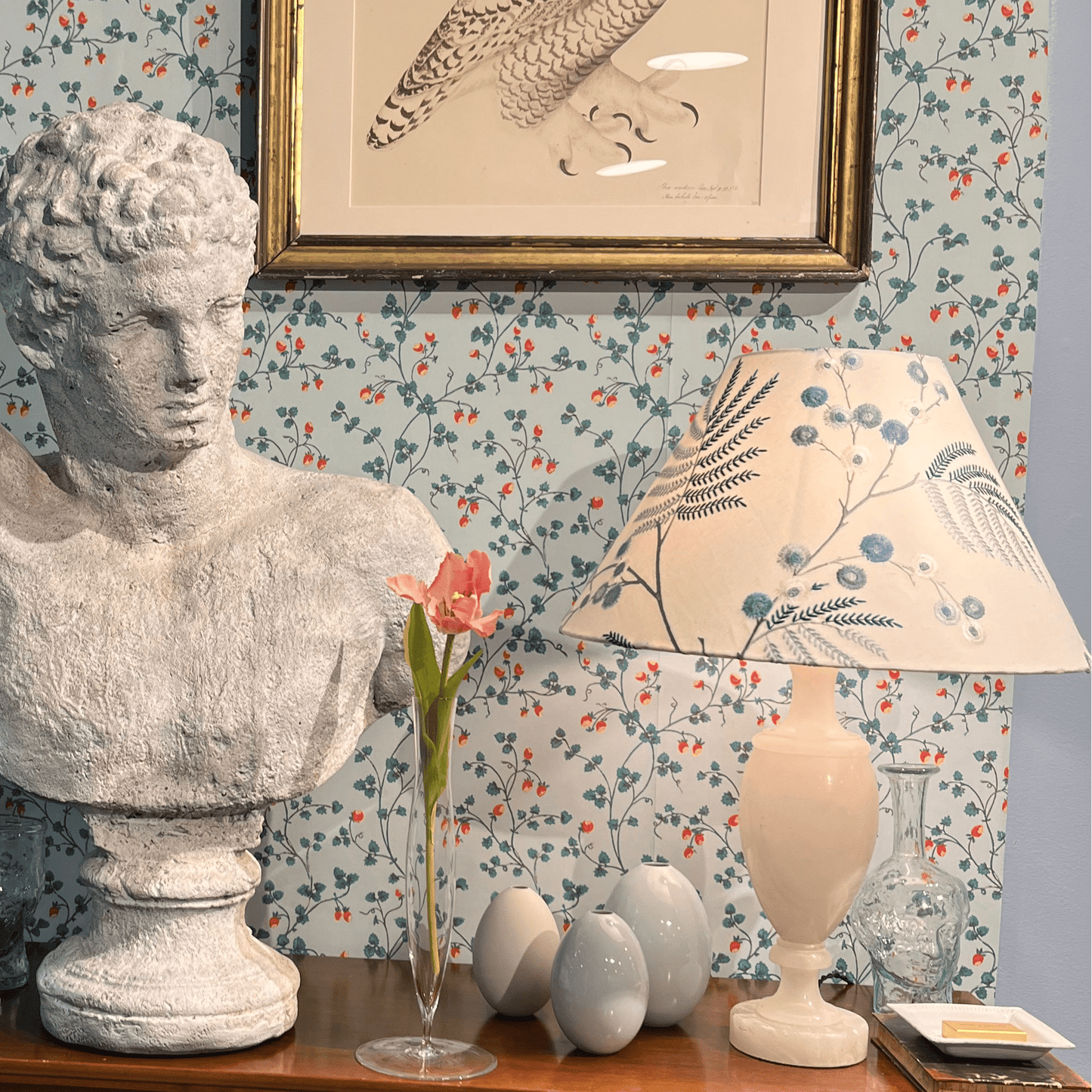 Alabaster Table Lamp with Shade, 20th Century - Bon Ton goods