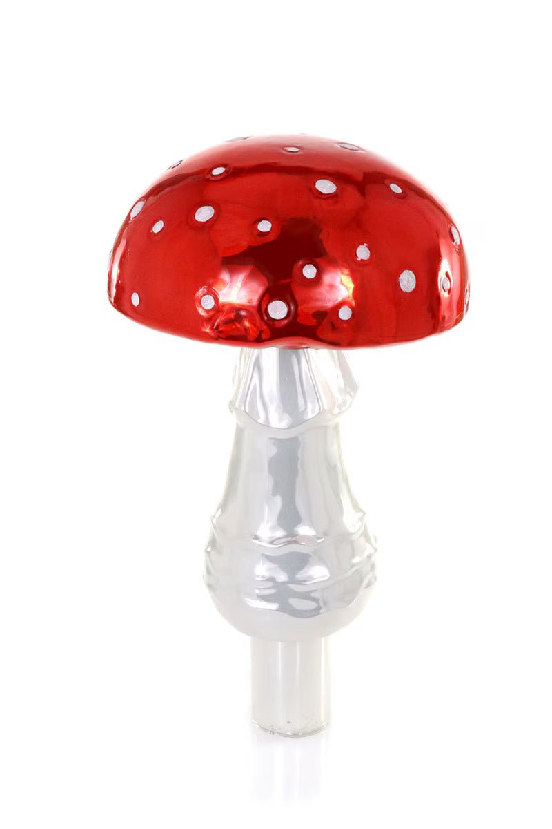 Amanita Muscaria Glass Tree Topper - Bon Ton goods