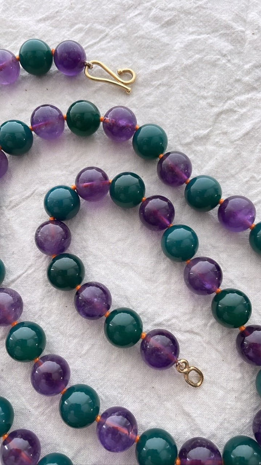 Amethyst and Peacock Agate Necklace - Bon Ton goods