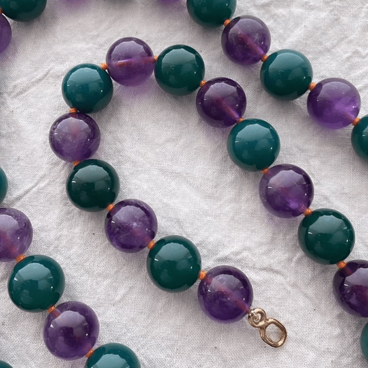Amethyst & Peacock Agate Bead Necklace | Mikkel Brøgger - Bon Ton goods