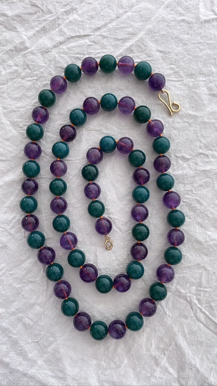 Amethyst & Peacock Agate Bead Necklace | Mikkel Brøgger - Bon Ton goods