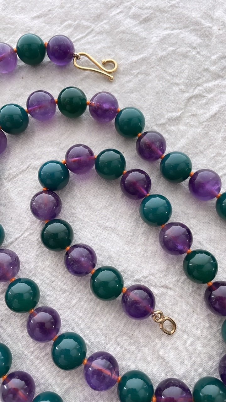 Amethyst & Peacock Agate Bead Necklace | Mikkel Brøgger - Bon Ton goods