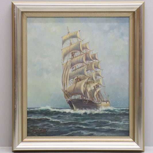 Anders Wallin – Tall Ship in Open Water (1950) | Oil on Canvas - Bon Ton goods