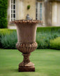 Pair of Antique Belgian Cast Iron Garden Urns, 19th Century
