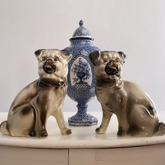 Antique Blue Transferware Vase - Bon Ton goods