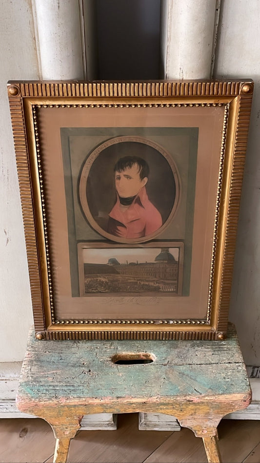 Antique Colored Copper Etching of Napoleon Bonaparte | Empire Frame, c. 1804 - Bon Ton goods