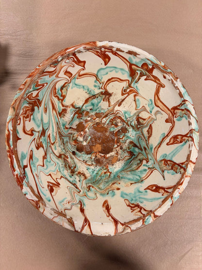 Antique Danish Marbleized Earthenware Bowl - Bon Ton goods