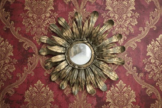 Antique French Brass Starburst Mirror - Bon Ton goods