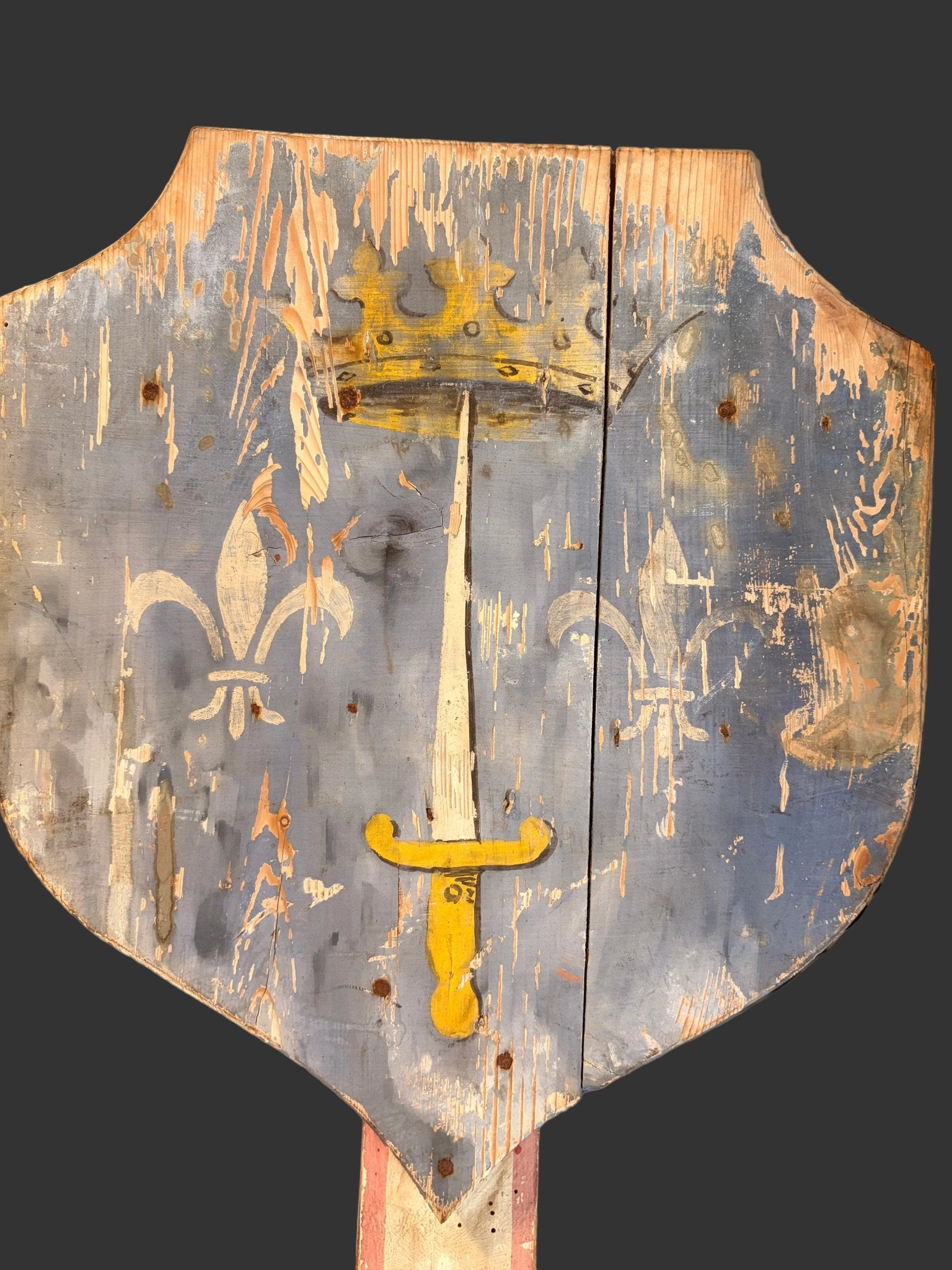 Antique French Ceremonial Heraldic Shield on Stand, 19th Century - Bon Ton goods