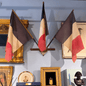 Antique French Tricolor Flags with Original Display Stand - Bon Ton goods