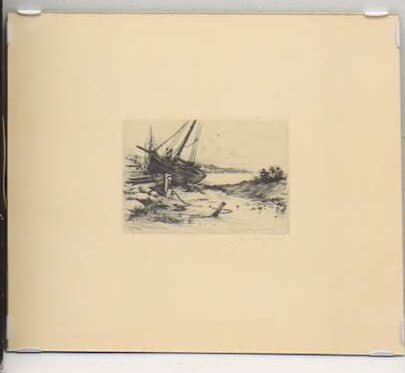 Antique Marine Etching — Sailing Vessel Study (Framed) - Bon Ton goods