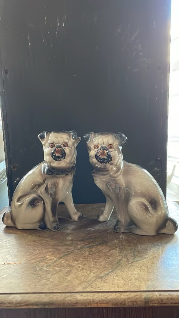 Antique Pair of Pug Figures - Bon Ton goods