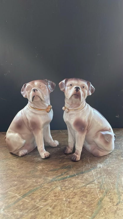 Antique Pair of Pug Figures with Gilded Collars - Bon Ton goods