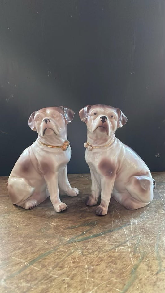 Antique Pair of Pug Figures with Gilded Collars - Bon Ton goods