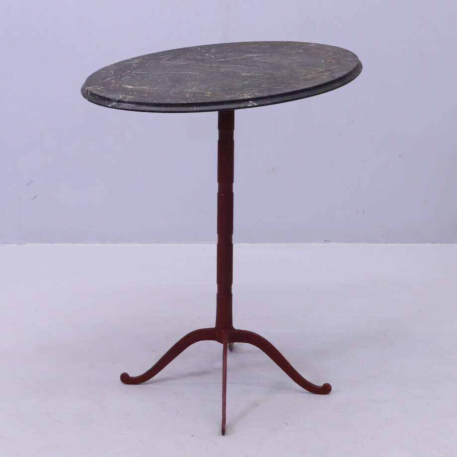 Antique Pedestal Table with Grain-Painted Wooden Top | Early 20th Century - Bon Ton goods