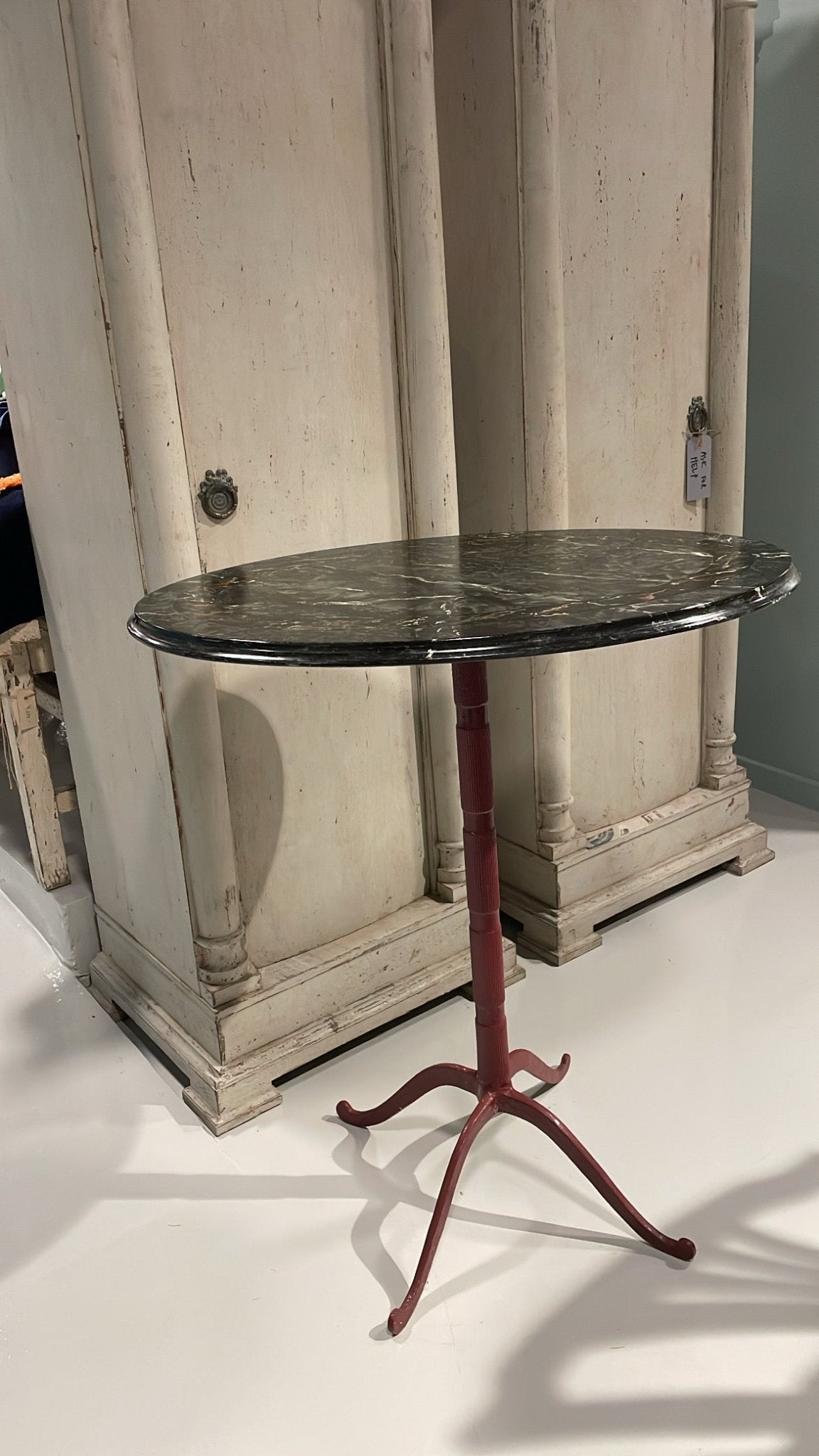 Antique Pedestal Table with Grain-Painted Wooden Top | Early 20th Century - Bon Ton goods