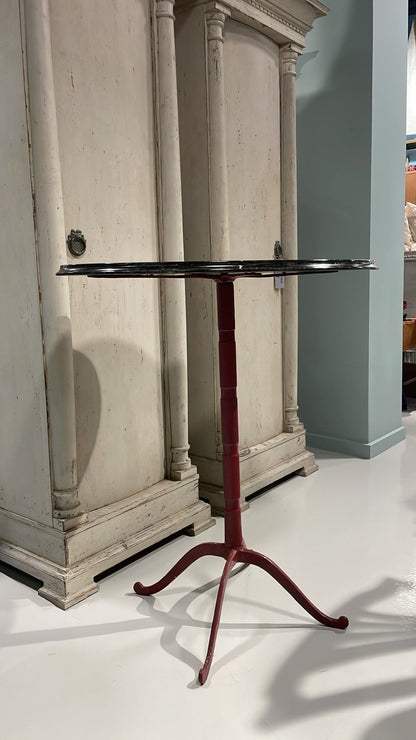 Antique Pedestal Table with Grain-Painted Wooden Top | Early 20th Century - Bon Ton goods