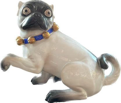 Antique Pug Figure with Gilded Collar Bells - Bon Ton goods