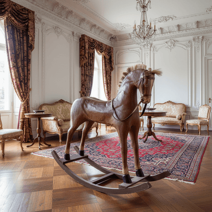 Antique Rocking Horse in Reinforced Fabric & Wood, Late 19th Century - Bon Ton goods