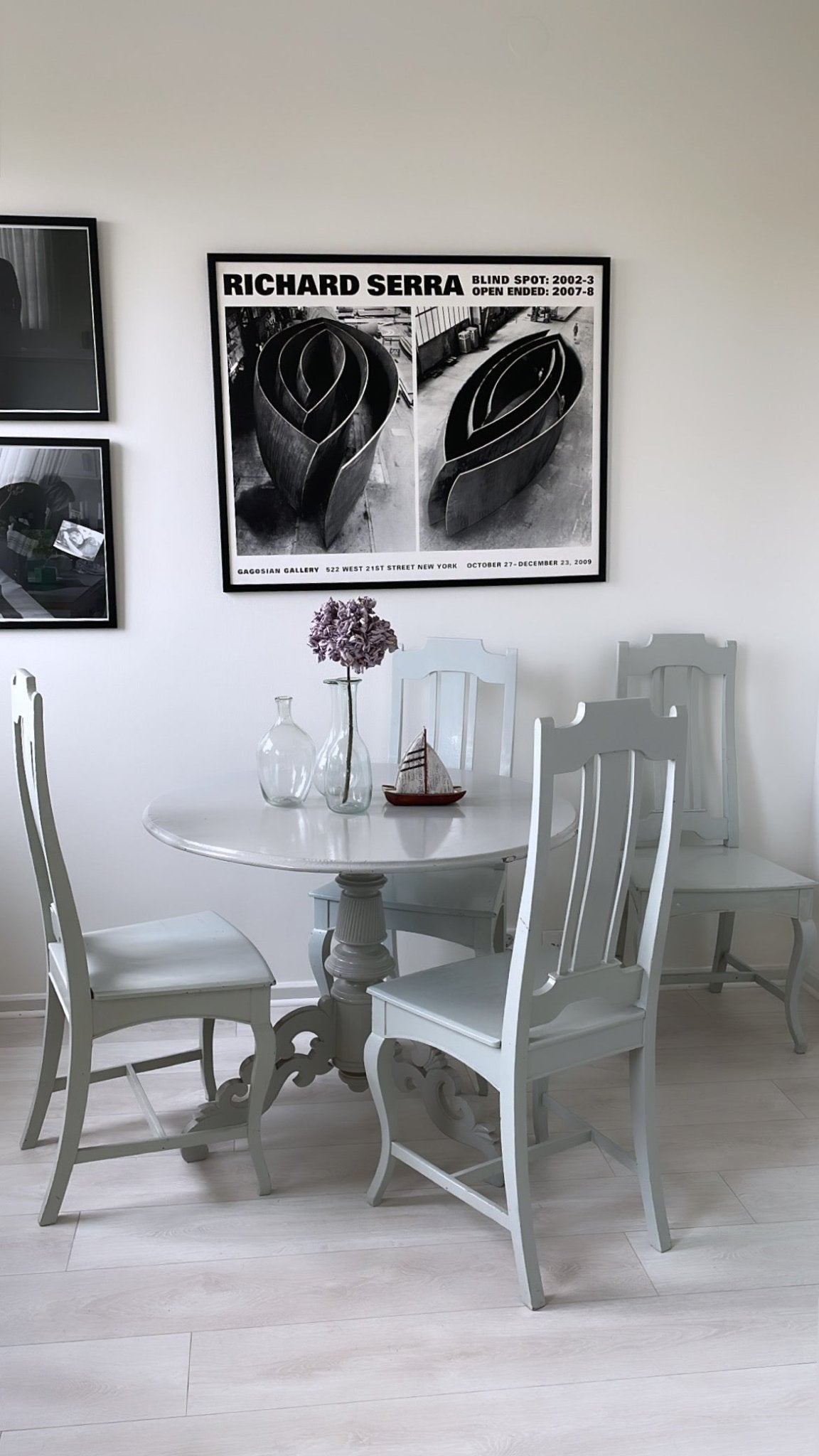 Antique Round Drop-Leaf Dining Table with Four Chairs – Grey Painted Set - Bon Ton goods