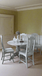 Antique Round Drop-Leaf Dining Table with Four Chairs – Grey Painted Set - Bon Ton goods