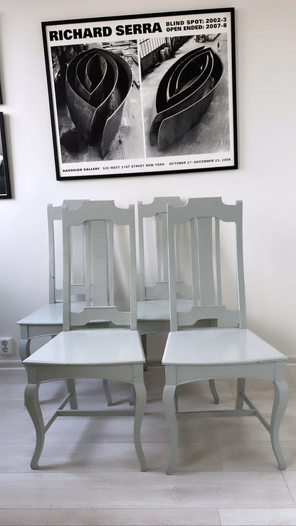 Antique Round Drop-Leaf Dining Table with Four Chairs – Grey Painted Set - Bon Ton goods