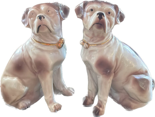Antique Set of Pugs with Gilded Bells - Bon Ton goods