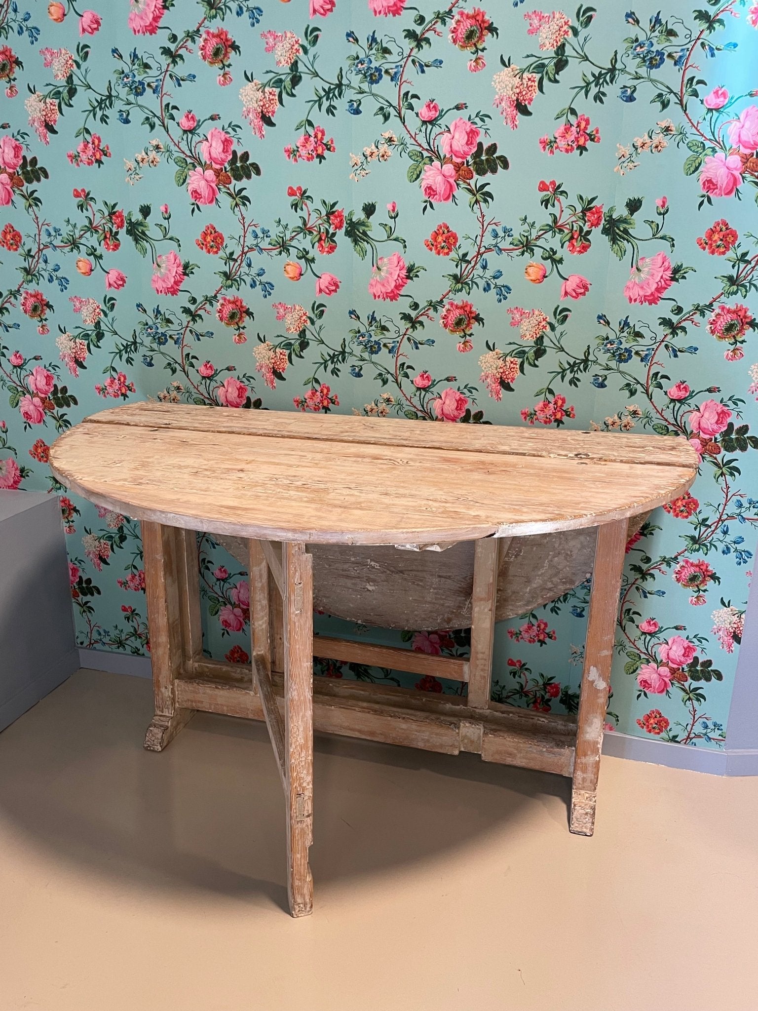 Antique Swedish Round Folding Scrape Table - Bon Ton goods
