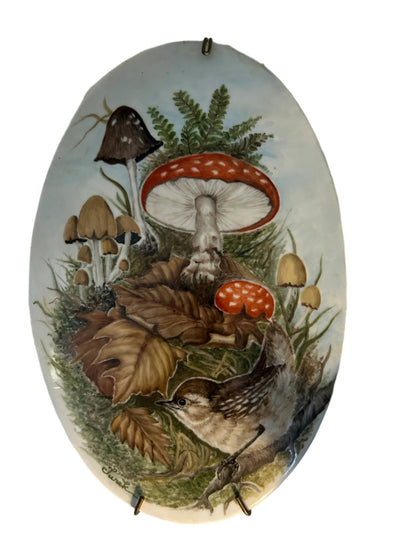Antique Transferware Wall Plaque with Woodland/Mushroom Motif, New York Provenance - Bon Ton goods