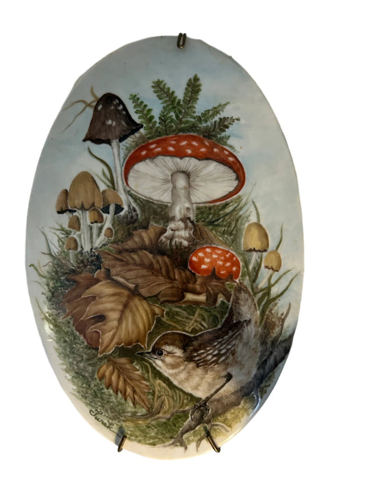 Antique Transferware Wall Plaque with Woodland/Mushroom Motif, New York Provenance - Bon Ton goods