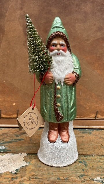 Antiqued Mint Green Santa with Copper Trim & Boots | Ino Schaller - Bon Ton goods