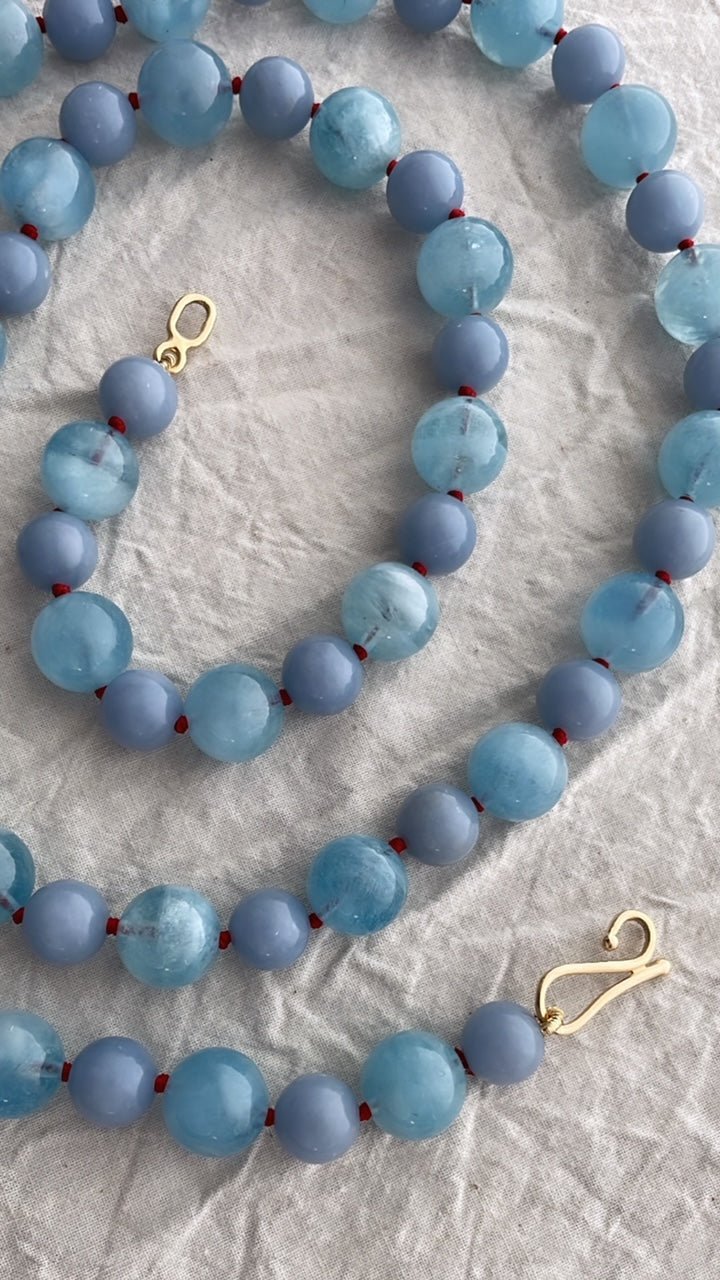 Aquamarine and Angelite Necklace | Mikkel Brøgger - Bon Ton goods