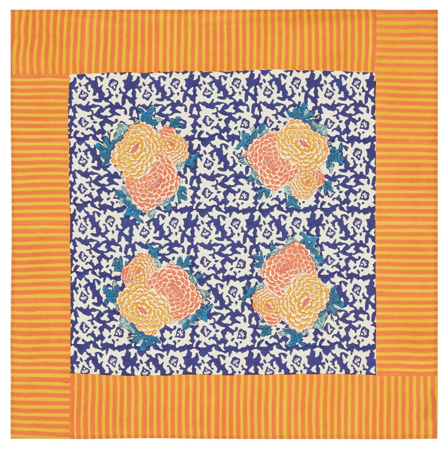 Arabesque Corolla Blue Natural Cotton Cloth 110x110 | Lisa Corti - Bon Ton goods
