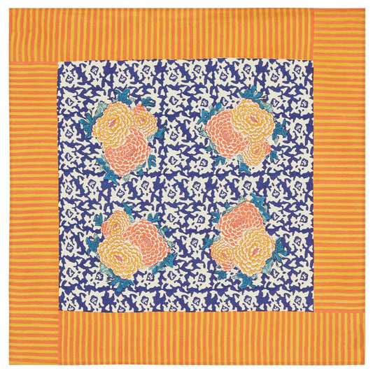 Arabesque Corolla Blue Natural Cotton Cloth 110x110 | Lisa Corti - Bon Ton goods