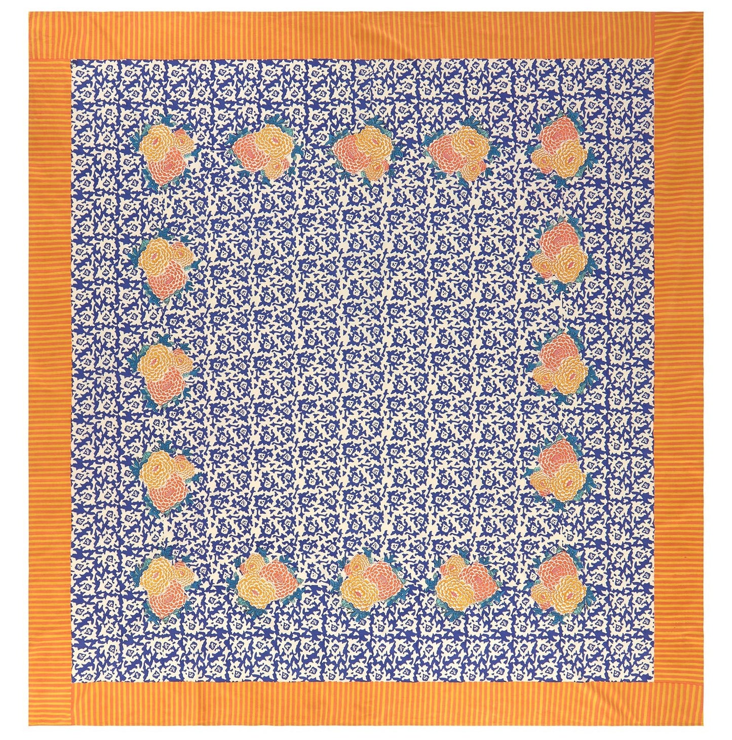 Arabesque Corolla Blue Natural Cotton Cloth 220 x 270 | Lisa Corti - Bon Ton goods