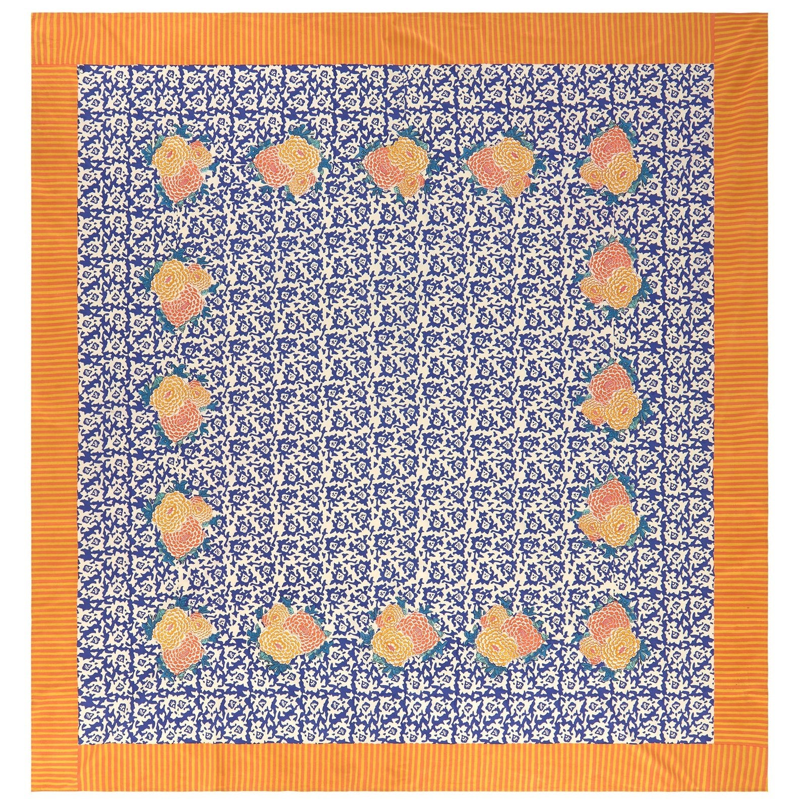 Arabesque Corolla Blue Natural Cotton Cloth 220 x 270 | Lisa Corti - Bon Ton goods