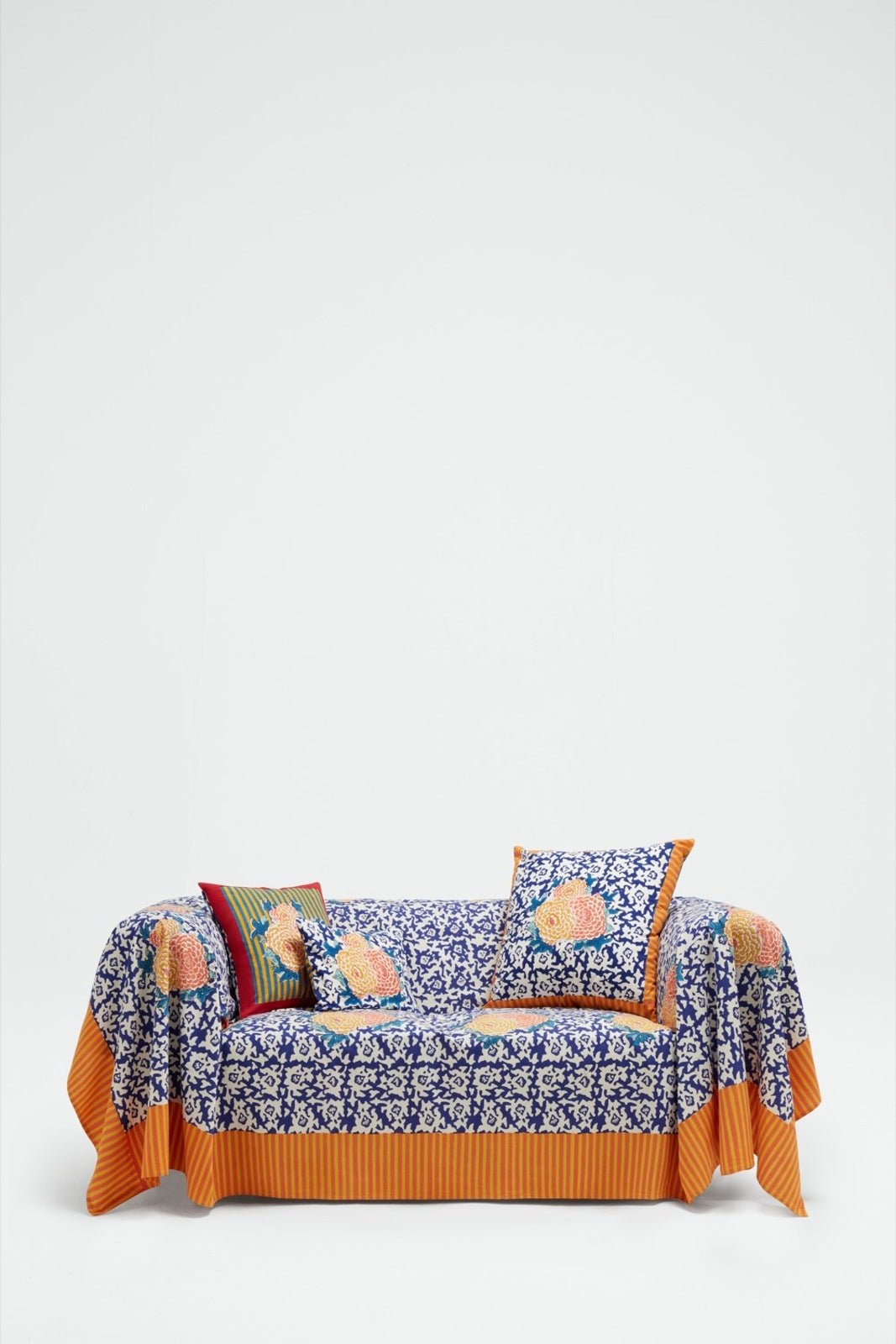 Arabesque Corolla Blue Natural Pillow with Insert 30x40 | Lisa Corti - Bon Ton goods