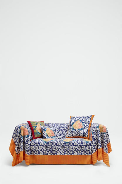 Arabesque Corolla Blue Natural Pillow with Insert 30x40 | Lisa Corti - Bon Ton goods