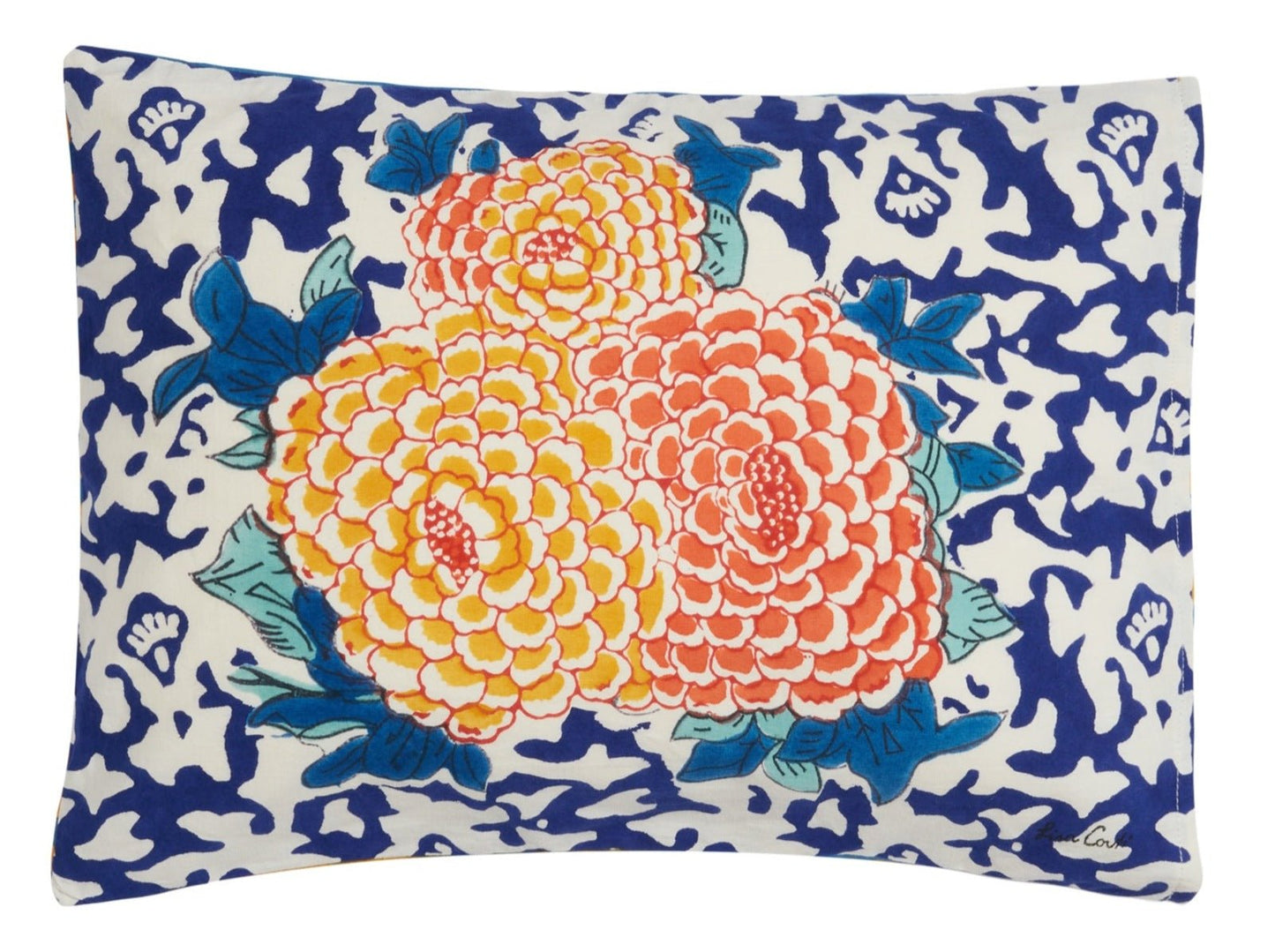 Arabesque Corolla Blue Natural Pillow with Insert 30x40 | Lisa Corti - Bon Ton goods