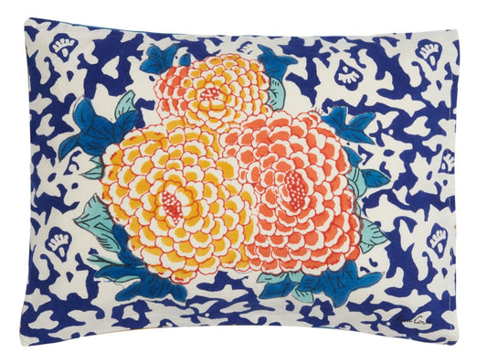 Arabesque Corolla Blue Natural Pillow with Insert 30x40 | Lisa Corti - Bon Ton goods