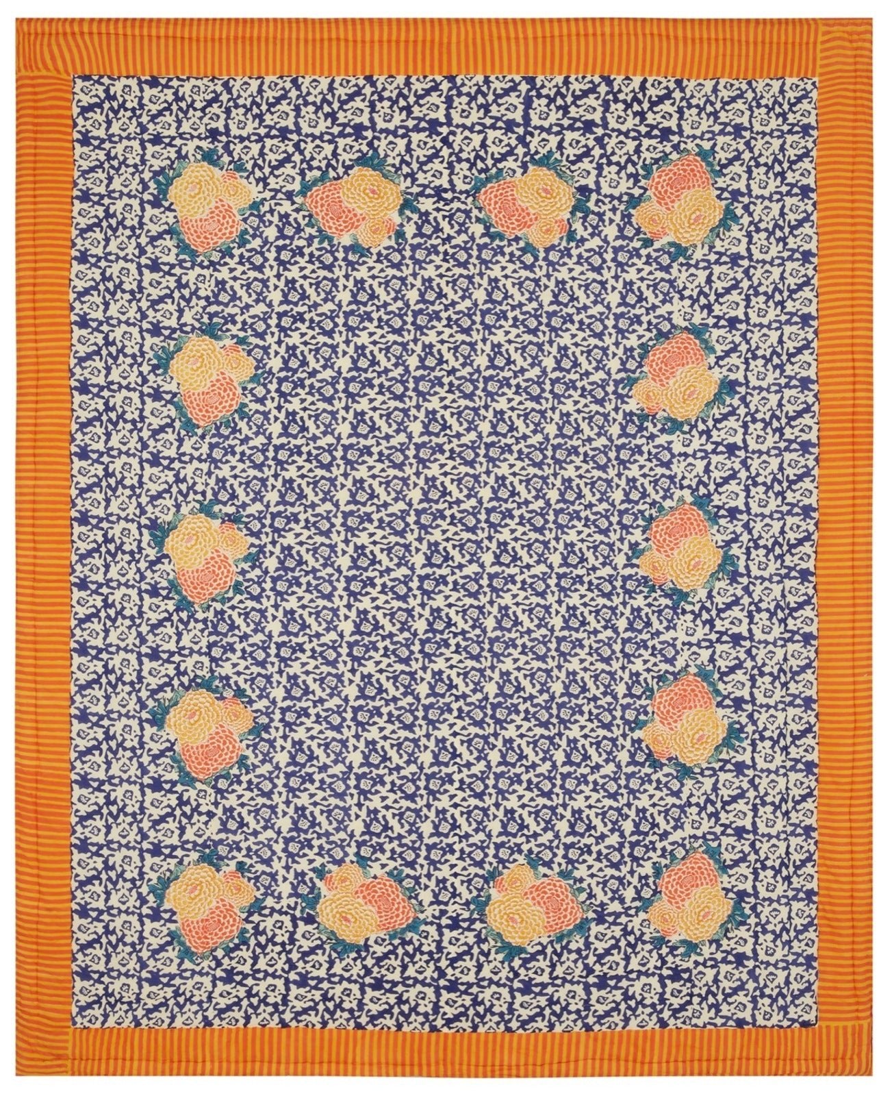Arabesque Corolla Blue Natural - Quilt 220 x 270 | Lisa Corti - Bon Ton goods