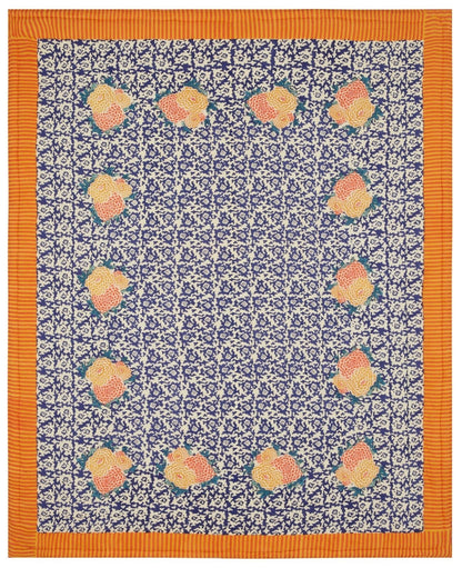 Arabesque Corolla Blue Natural - Quilt 220 x 270 | Lisa Corti - Bon Ton goods