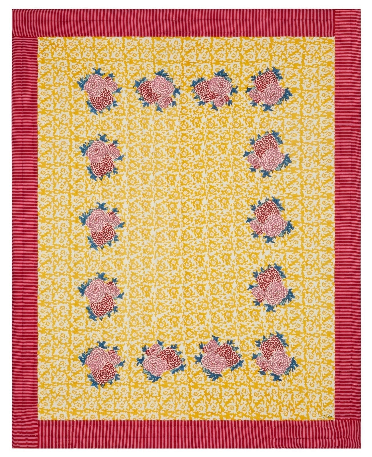Arabesque Corolla Gold Natural - Reversible Quilt 220 x 270 | Lisa Corti - Bon Ton goods