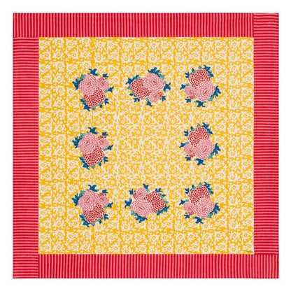 Arabesque Corolla Gold Natural Tablecloth – 180X180 | Lisa Corti - Bon Ton goods