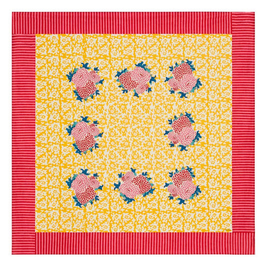 Arabesque Corolla Gold Natural Tablecloth – 180X180 | Lisa Corti - Bon Ton goods