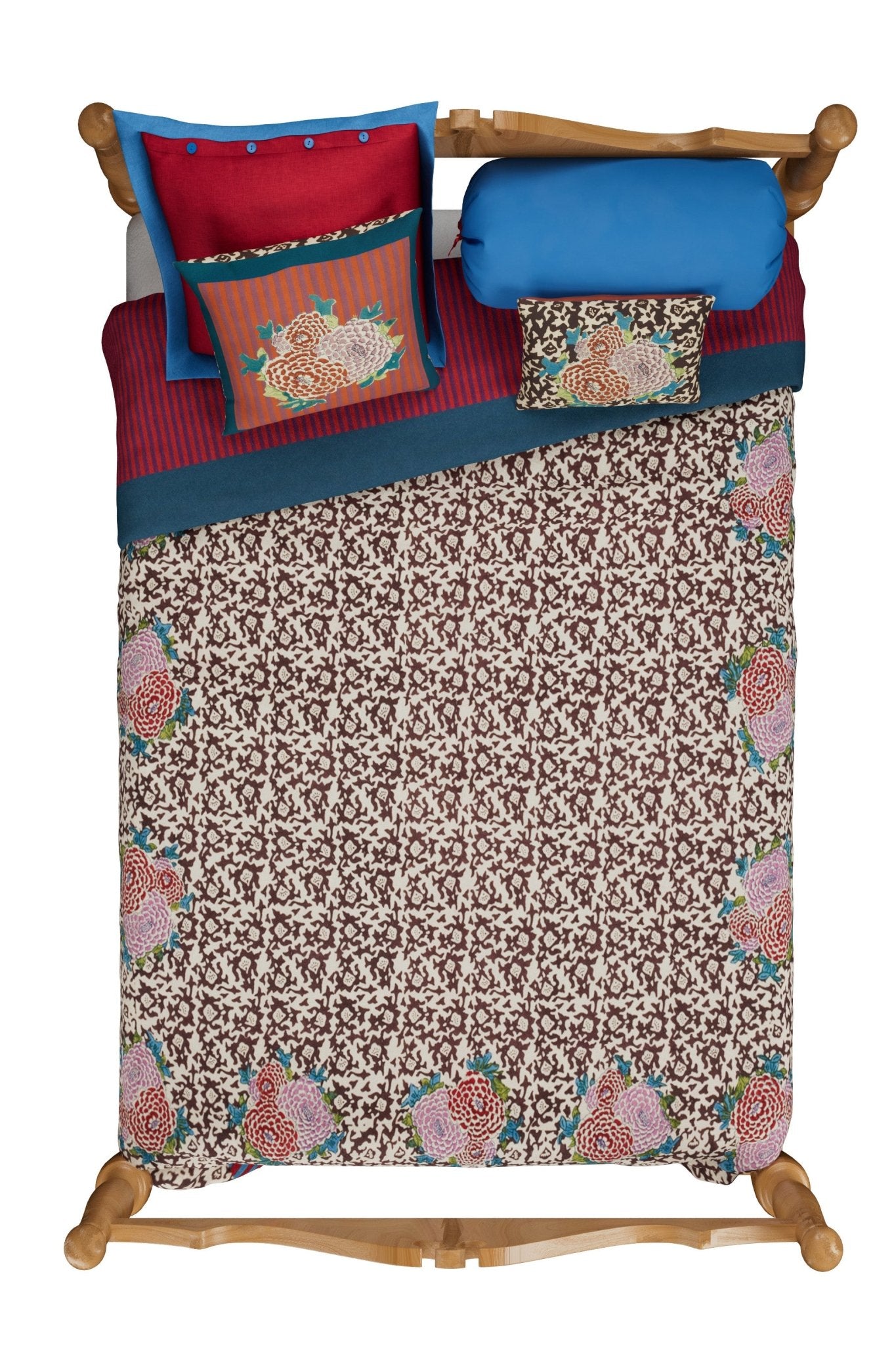 Arabesque Corolla Natural Coffee Cushion Cover 45x45 | Lisa Corti - Bon Ton goods